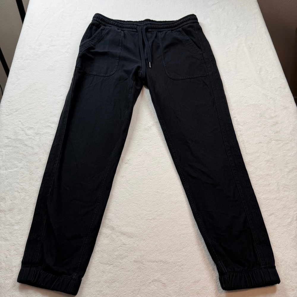 Athleta Farallon Jogger Womens 6 Black Good Organic Cotton Textured Pants 531090